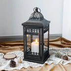 14.5"High Vintage Hanging Lantern（Black with Gold Brush）