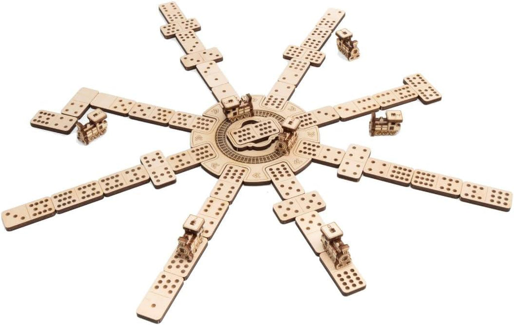 Mexican Train Dominoes — Wooden Board Game, 232 Pieces