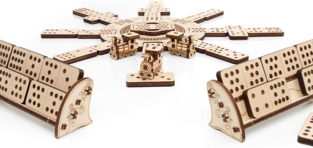 Mexican Train Dominoes — Wooden Board Game, 232 Pieces