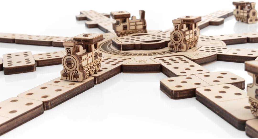 Mexican Train Dominoes — Wooden Board Game, 232 Pieces