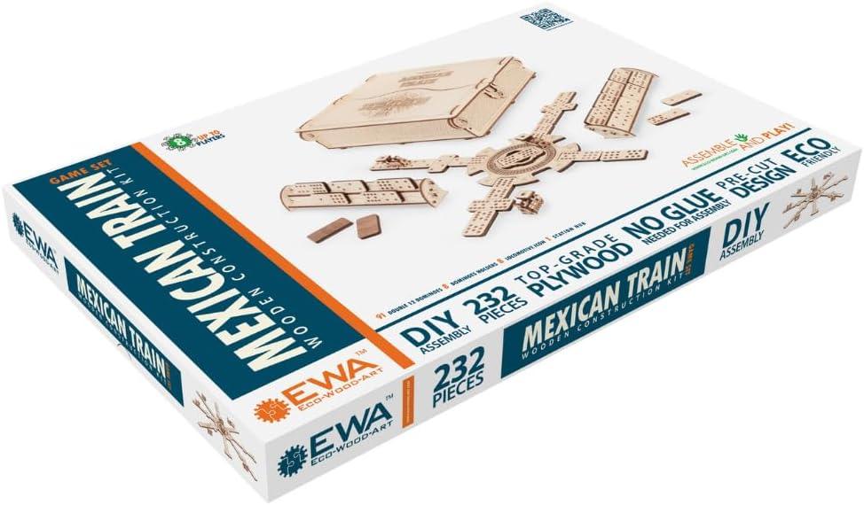 Mexican Train Dominoes — Wooden Board Game, 232 Pieces