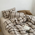 Brown Plaid Duvet Cover Set