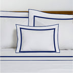 400TC Embroidery & Border Cotton Sateen Solid Duvet Cover Set