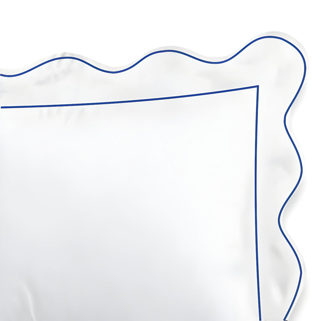 400TC Cotton Scallop Embroidery & Border Sateen Solid Duvet Cover Set