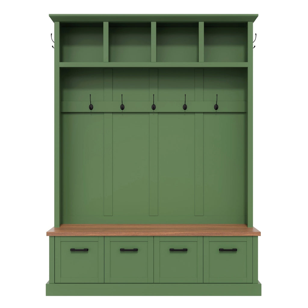 Farmhouse Hall Tree with Storage Bench