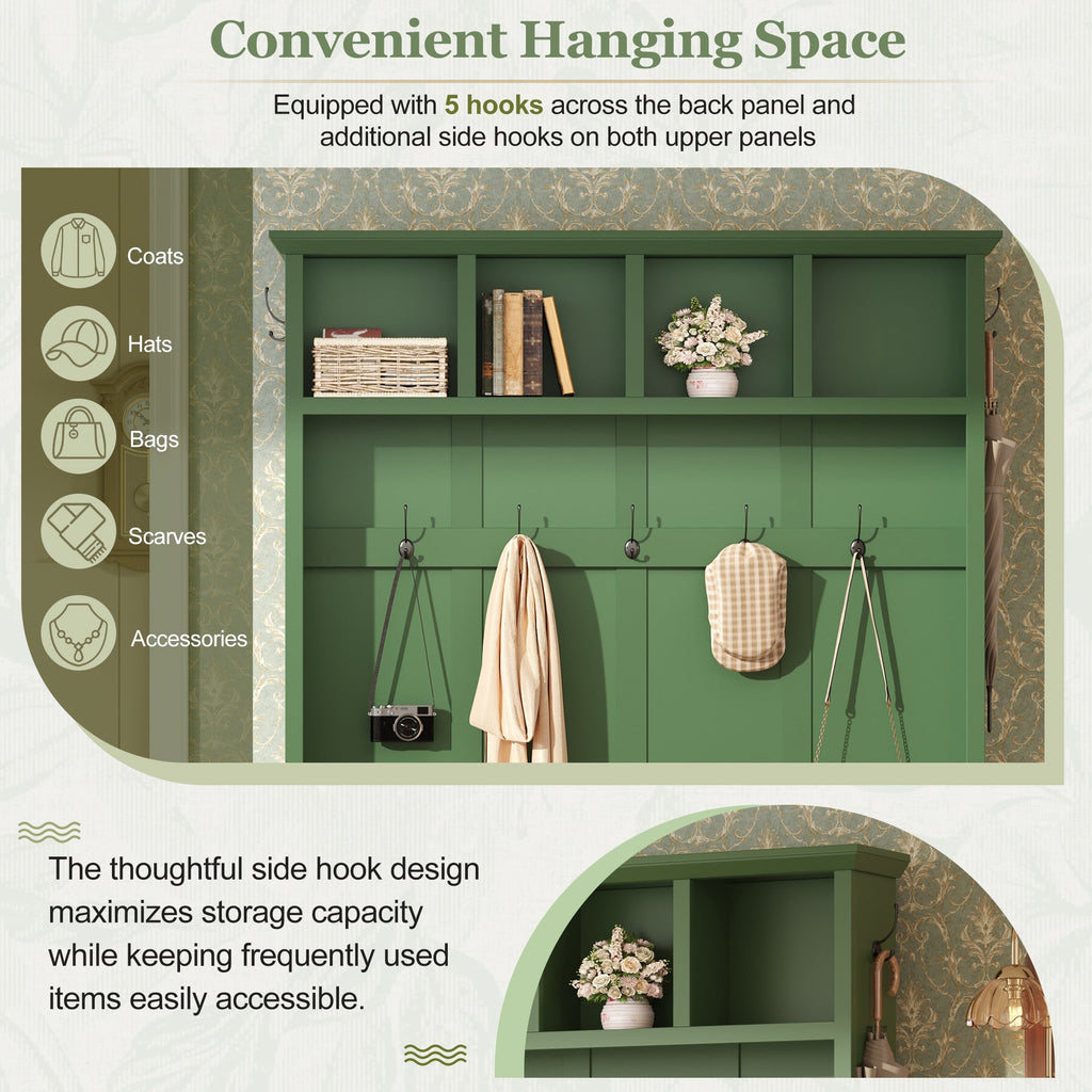 Farmhouse Hall Tree with Storage Bench
