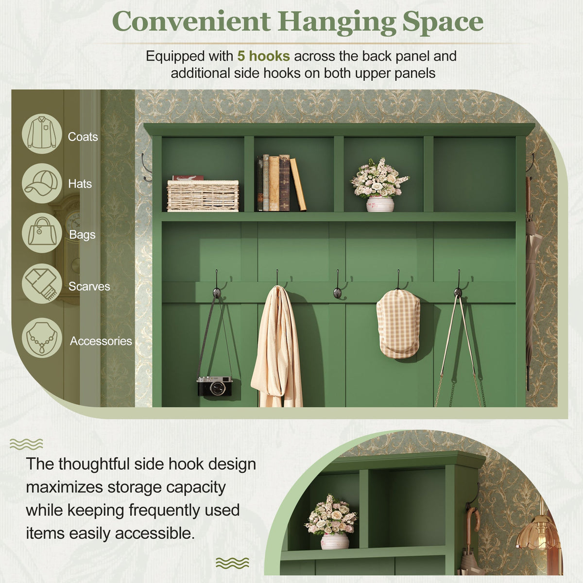 Farmhouse Hall Tree with Storage Bench
