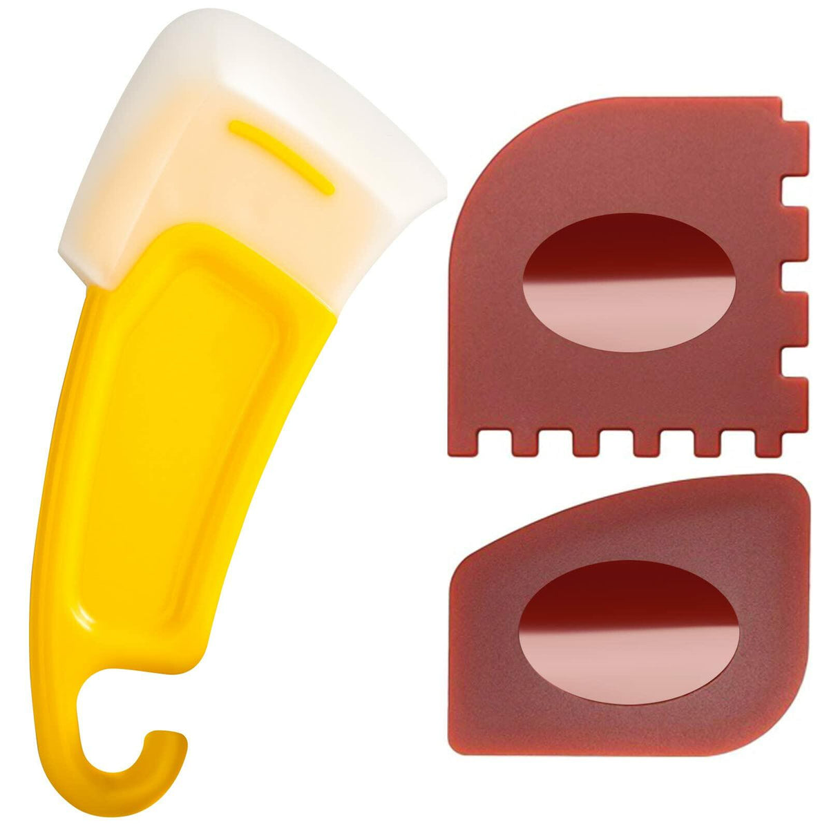 LAOJU 3PCS Cast Iron Pan Scraper Set Silicone Kitchen Cleaning Tools