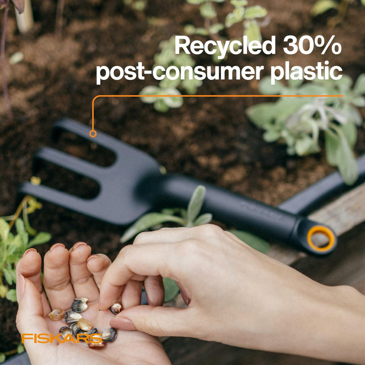 Fiskars Eco Cultivator Wide Angled Tines Ergonomic Handle Black