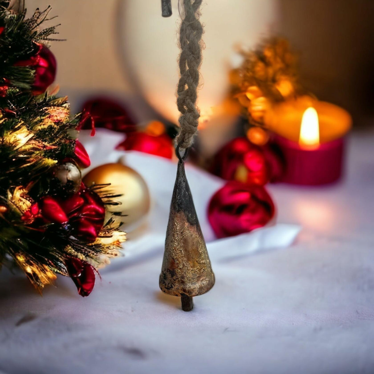 AYLIN OVERSEAS Wind Chime Christmas Bells 17in 4 Stainless Steel Rustic