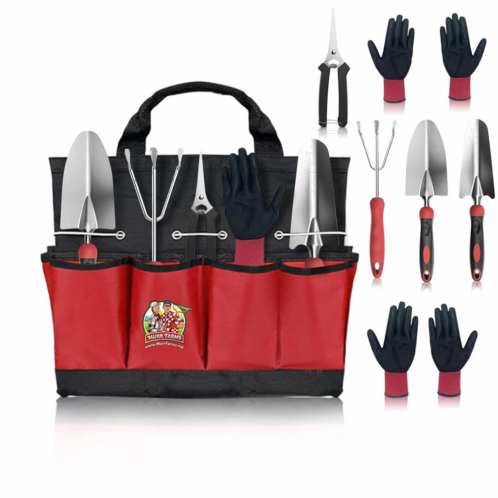 MURR FARMS 7pc Stainless Steel Tool Set Heavy Duty Non-Slip Grip Black Red — product image