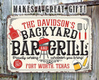 Personalized - Backyard Bar and Grill - Metal Sign