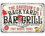 Personalized - Backyard Bar and Grill - Metal Sign