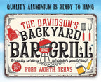 Personalized - Backyard Bar and Grill - Metal Sign