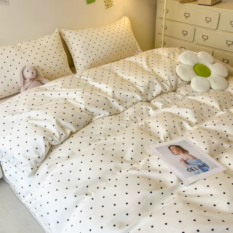 Polka Dot Satin Duvet Cover Set