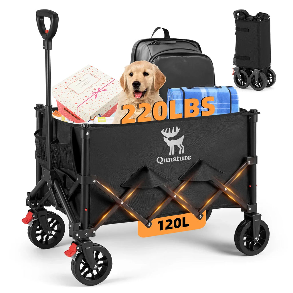 220lbs Foldable Utility Wagon with 360° Swivel Wheels — product image