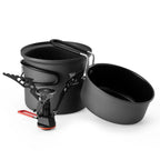 Ultra-Light Aluminum Camping Cookware Set with Nestable Design Handle