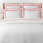 400TC Embroidery & Border Cotton Sateen Solid Duvet Cover Set
