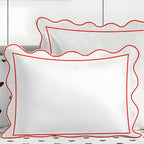 400TC Cotton Scallop Embroidery & Border Sateen Solid Duvet Cover Set