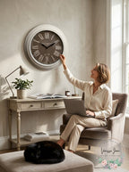 Patton Wall Decor 12 Inch Traditional White Wash Roman Numeral Clock — product image