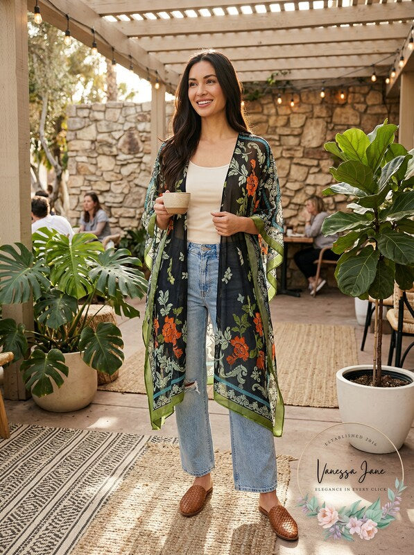 Karen Kane Womens Textured Floral Kimono, OS — product image