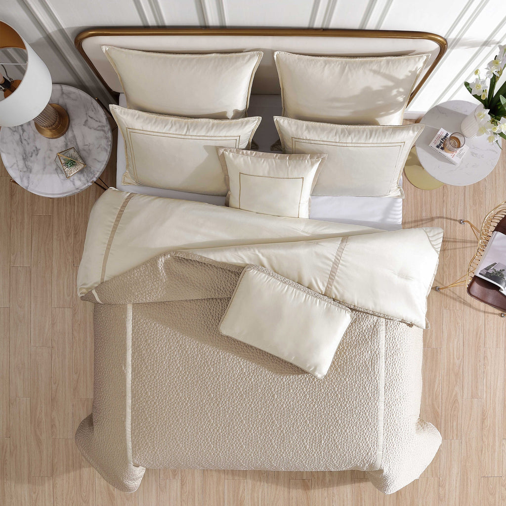 Rings 7 PC Reversible Matte Satin Comforter Set with Circle Quilting - Matte Satin
