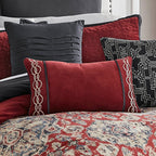 Sadler 9-Pc Burgundy & Blue Medallion Comforter Ensemble with Decorative Pillows - Multi