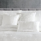 Turin 7 Piece White Crinkle Velvet Comforter Set with Plush Polyester Filling - White