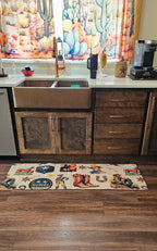 Baha Ranch Vintage Cowboy Collage Rug Runner Indoor 60" x 22" Made in America