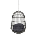 Rustic Hanging Basket Chair with Cushioned Comfort - Dark Gray