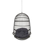 Rustic Hanging Basket Chair with Cushioned Comfort - Dark Gray