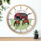 My Happy Place Rustic Wall Clock for Horse Lovers, Western Wall Decor