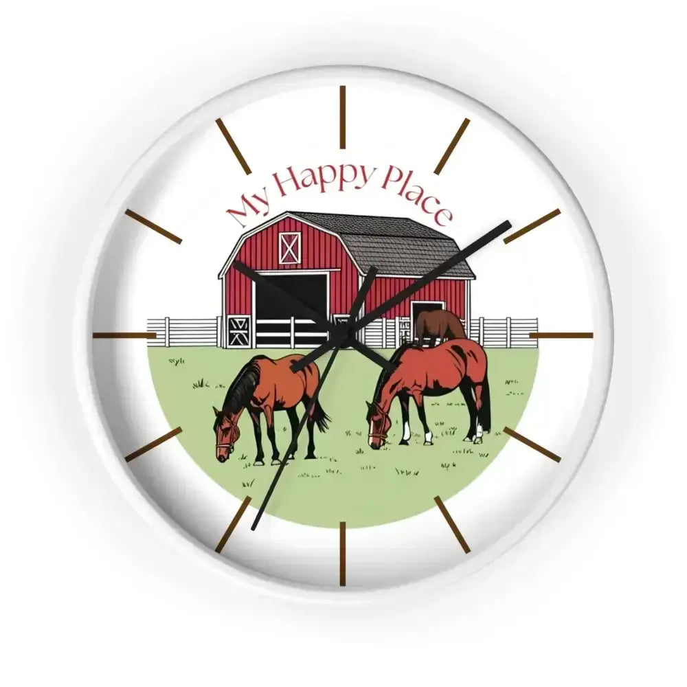 My Happy Place Rustic Wall Clock for Horse Lovers, Western Wall Decor