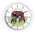 My Happy Place Rustic Wall Clock for Horse Lovers, Western Wall Decor