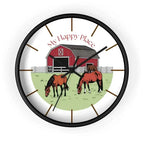 My Happy Place Rustic Wall Clock for Horse Lovers, Western Wall Decor