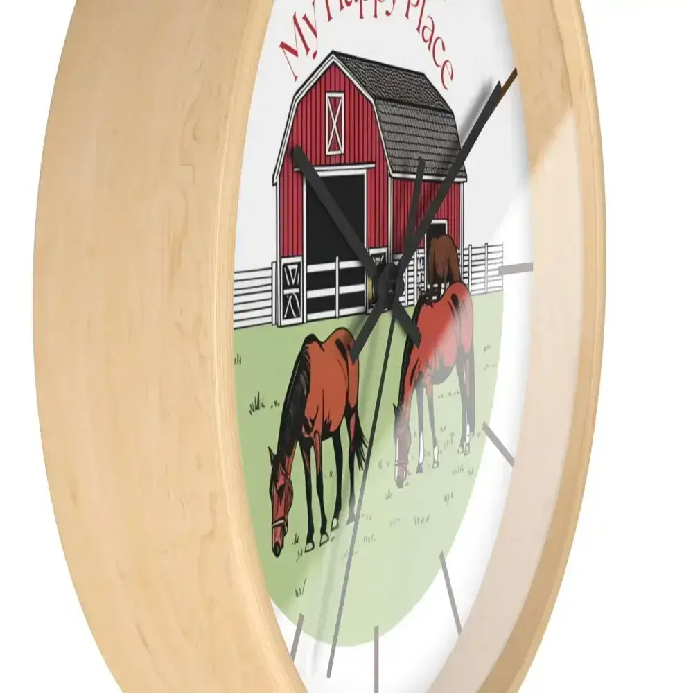 My Happy Place Rustic Wall Clock for Horse Lovers, Western Wall Decor
