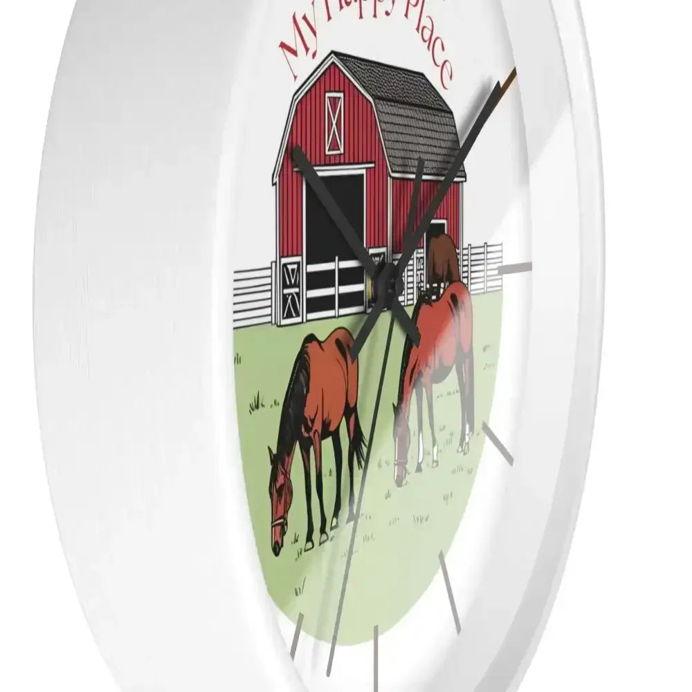 My Happy Place Rustic Wall Clock for Horse Lovers, Western Wall Decor