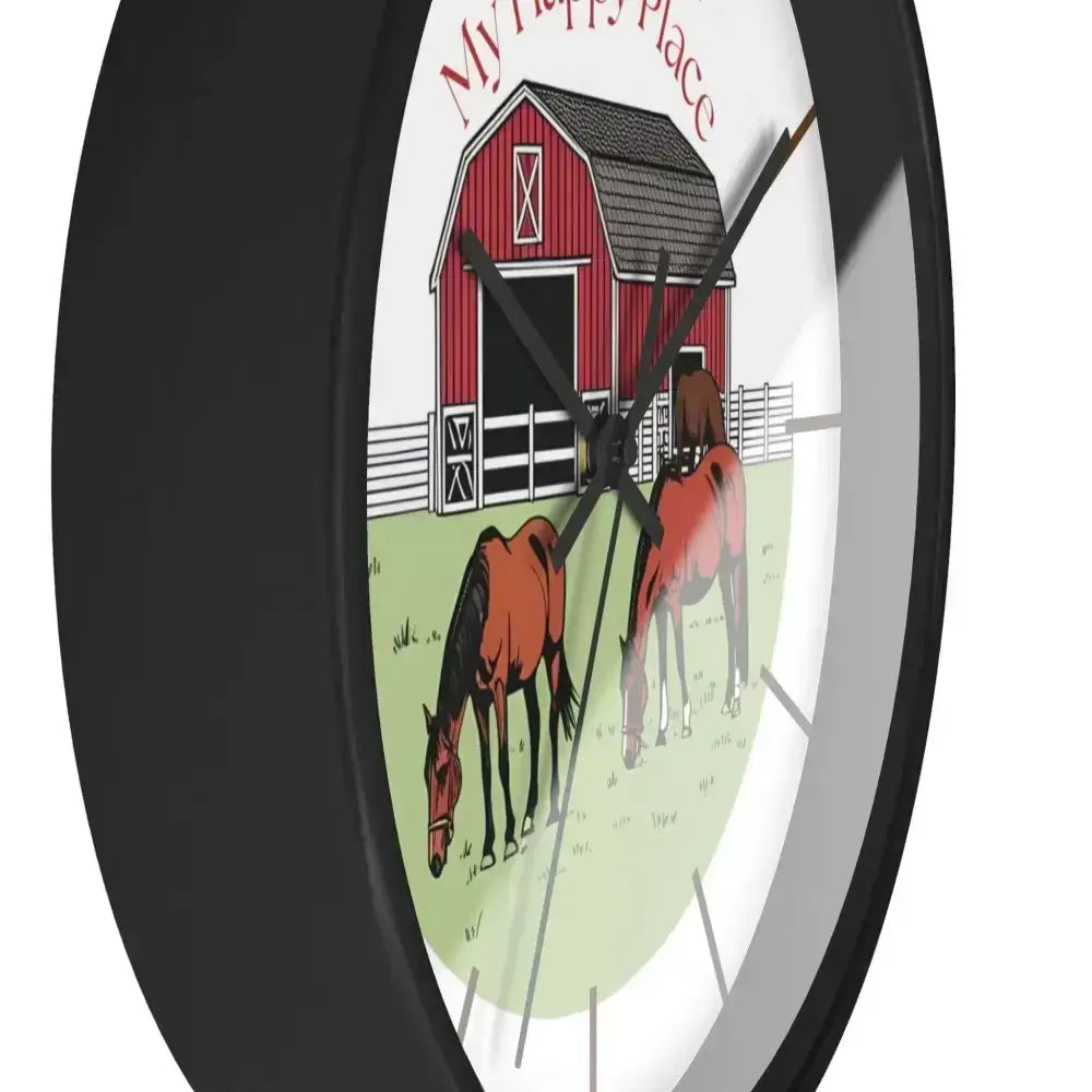 My Happy Place Rustic Wall Clock for Horse Lovers, Western Wall Decor