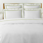 400TC Embroidery & Border Cotton Sateen Solid Duvet Cover Set