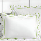 400TC Cotton Scallop Embroidery & Border Sateen Solid Duvet Cover Set