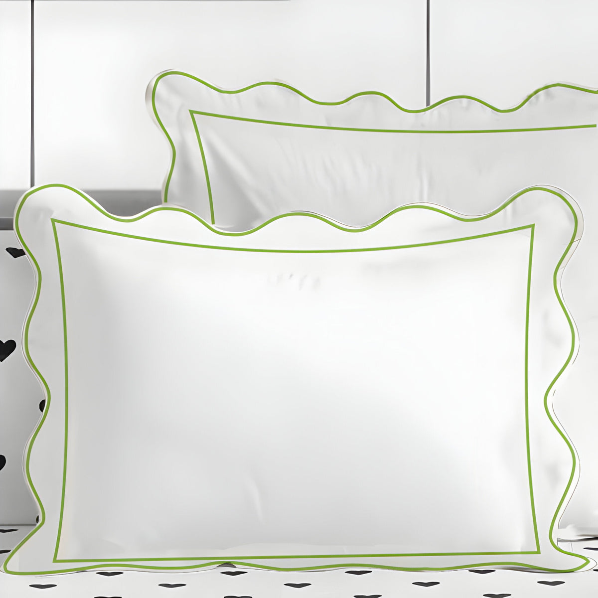 400TC Cotton Scallop Embroidery & Border Sateen Solid Duvet Cover Set