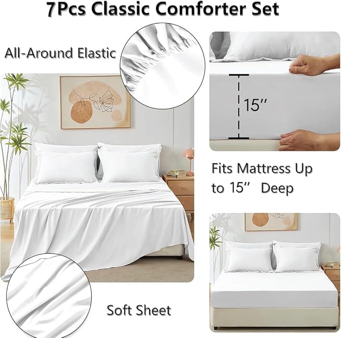 Sleepdown Bed in a Bag 7 Pcs Microfiber Comforter Set with Soft & Cozy Feel