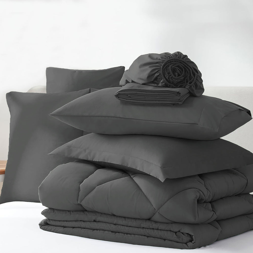 Sleepdown Bed in a Bag 7 Pcs Microfiber Comforter Set with Soft & Cozy Feel
