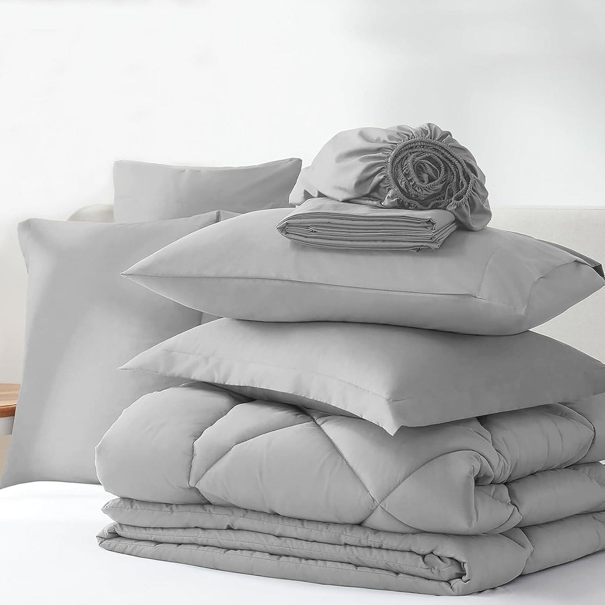 Sleepdown Bed in a Bag 7 Pcs Microfiber Comforter Set with Soft & Cozy Feel