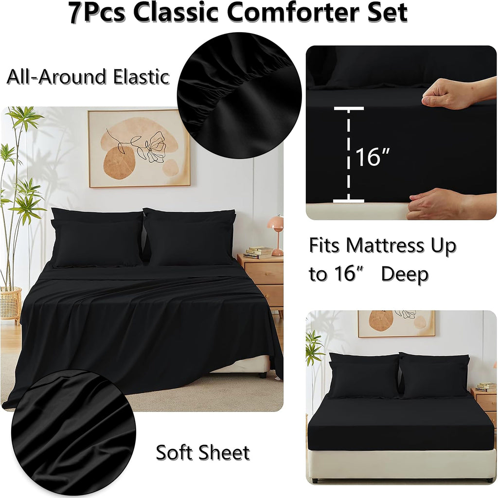 Sleepdown Bed in a Bag 7 Pcs Microfiber Comforter Set with Soft & Cozy Feel