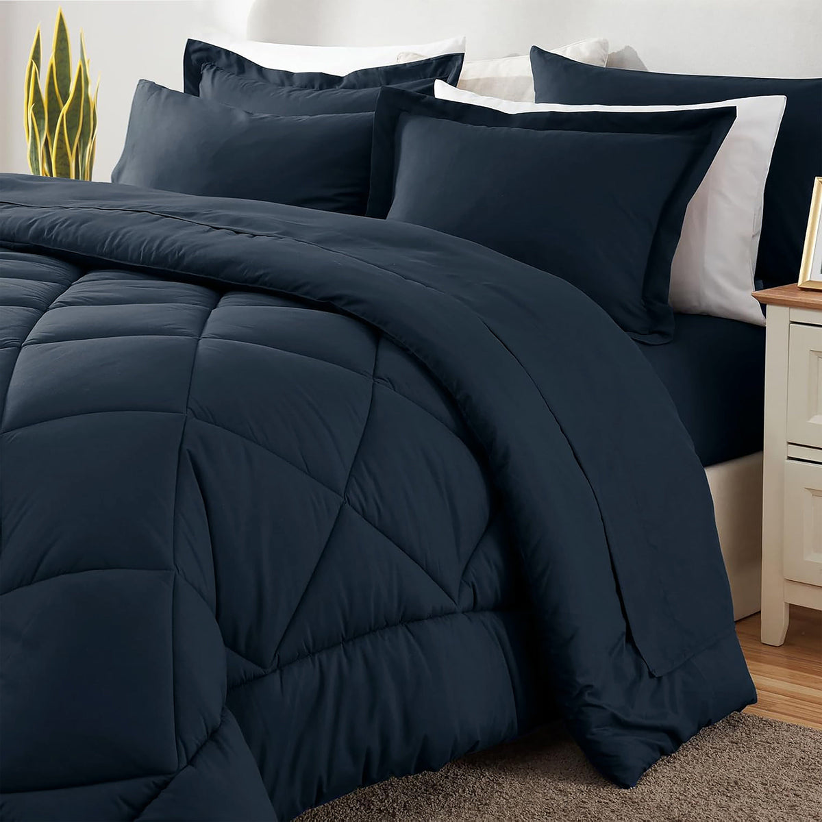 Sleepdown Bed in a Bag 7 Pcs Microfiber Comforter Set with Soft & Cozy Feel