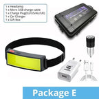 Soft Light Headlamp Flashlight LED Headlamp Adjustable Strap With COB Wick  Headlight Beads Wide Range of Lighting   Perfect Head Light For Camping Hiking Running Built-in Rechargeable Lithium Battery