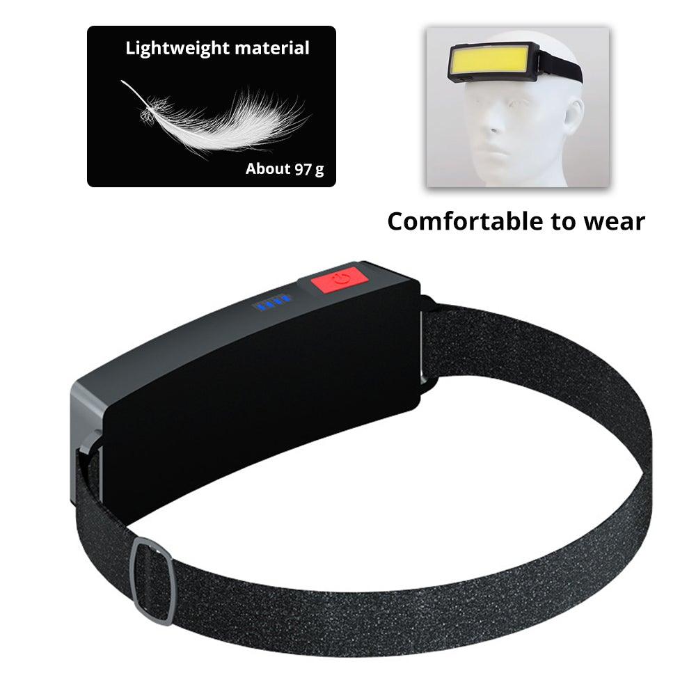 Soft Light Headlamp Flashlight LED Headlamp Adjustable Strap With COB Wick  Headlight Beads Wide Range of Lighting   Perfect Head Light For Camping Hiking Running Built-in Rechargeable Lithium Battery
