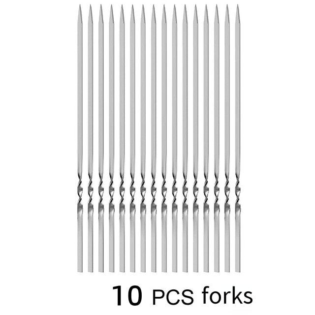 Stainless Steel Barbeque Skewer Storage Tube Reusable Grill Sticks Flat BBQ Fork BBQ Utensil Kitchen Outdoor Camping Accessories Kebab Skewers with Portable Metal Storage Tube Reusable for Grilling Barbecue Kitchen Party and Outdoor Cooking