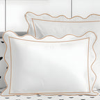 400TC Cotton Scallop Embroidery & Border Sateen Solid Duvet Cover Set